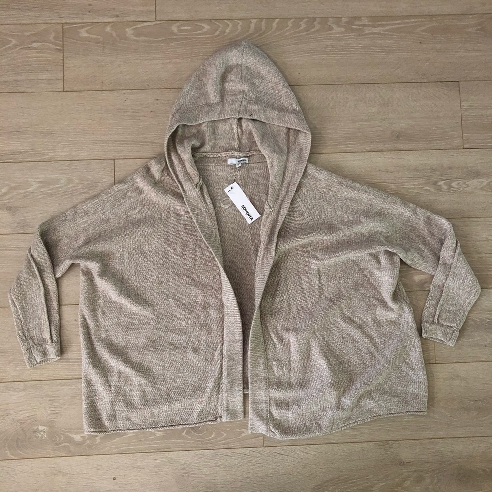 Sonoma Hooded Cardigan Sweater Oatmeal Grey